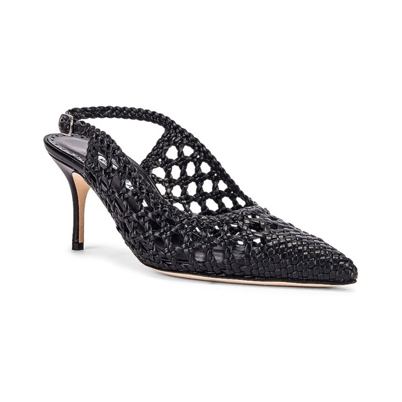 Manolo Blahnik Shoes - Manolo Blahnik Black leather Basket Weave Slingblack heels 36.5 6.5 NWT sold out